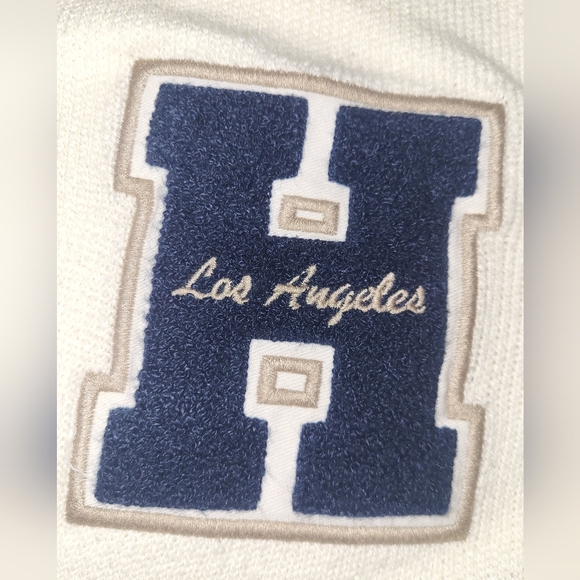 Hollister Collegiate Style Cardigan Size Medium Cream Blue Preppy Retro - Picture 8 of 10